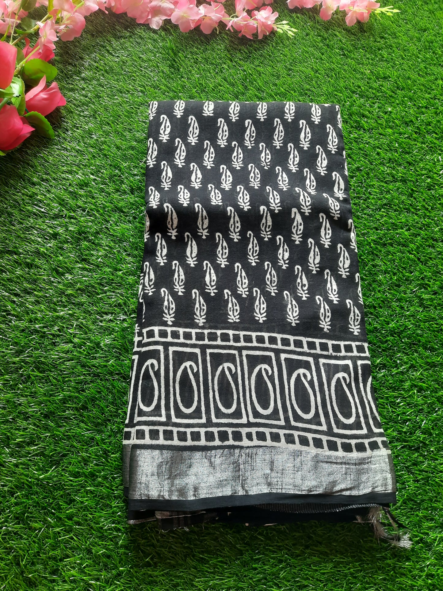 Lenin cotton saree - Black