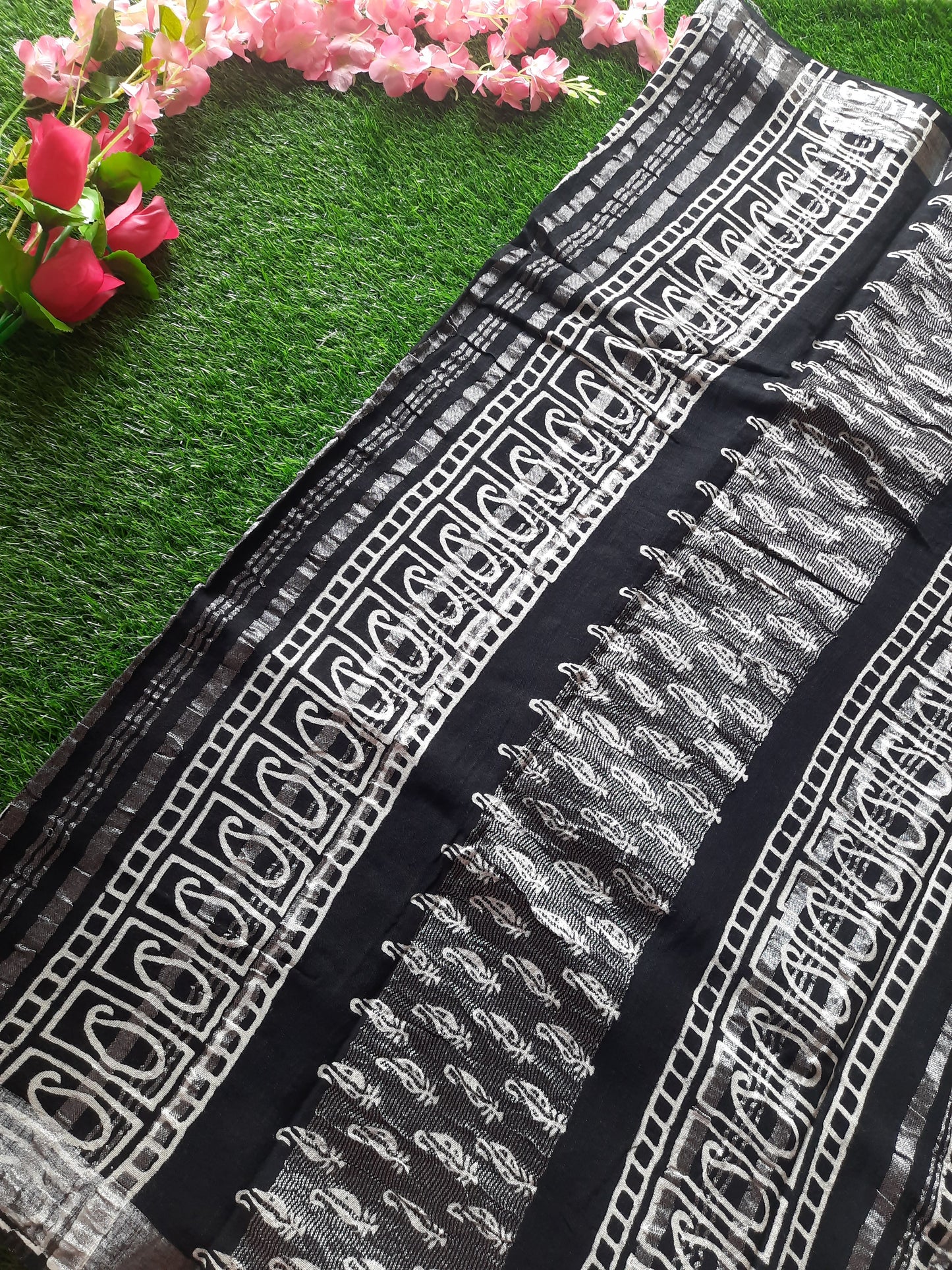 Lenin cotton saree - Black