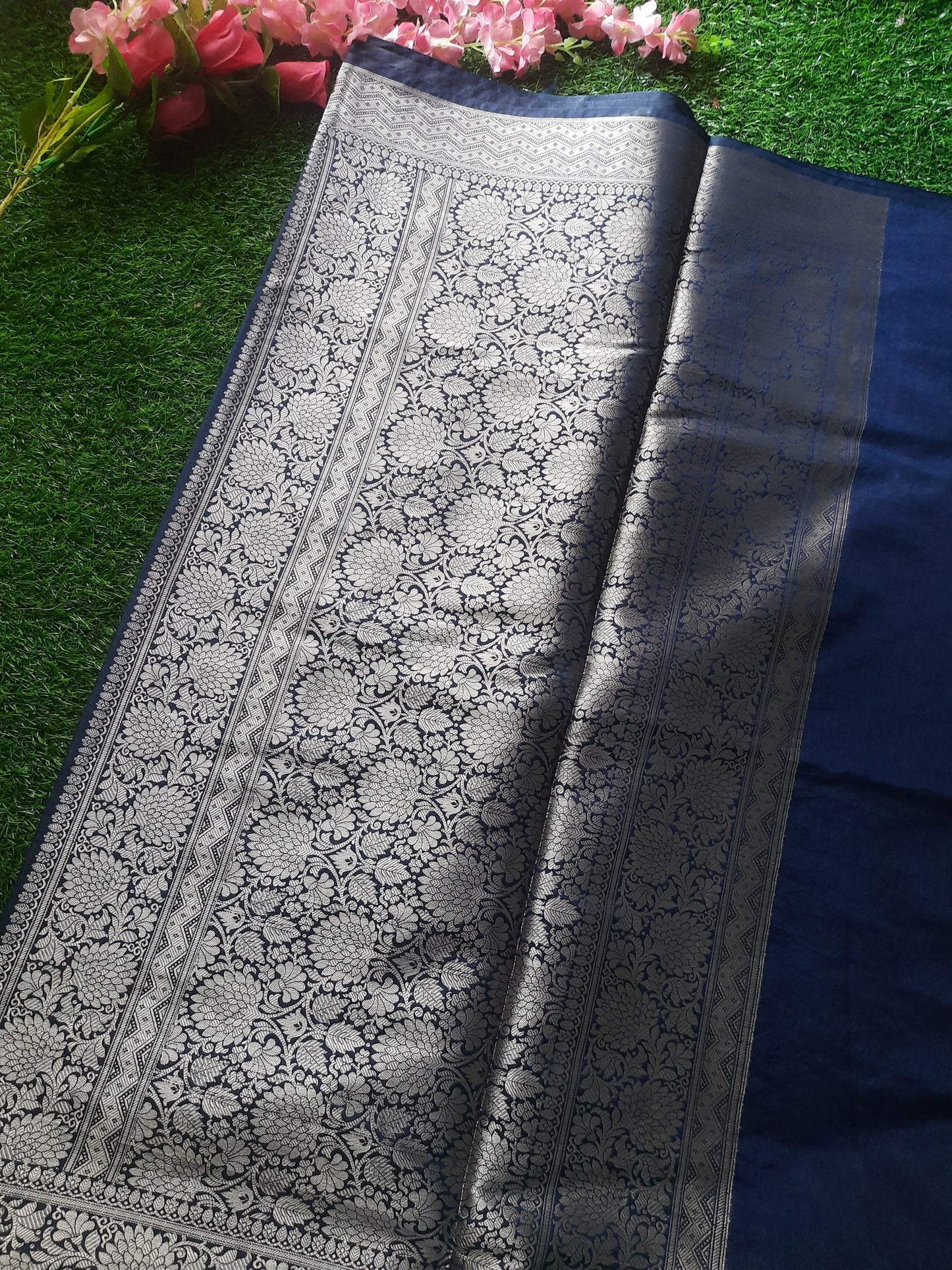 Banarasi art silk saree – Navy Blue and Silver