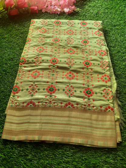 Banarasi art silk saree – olive green