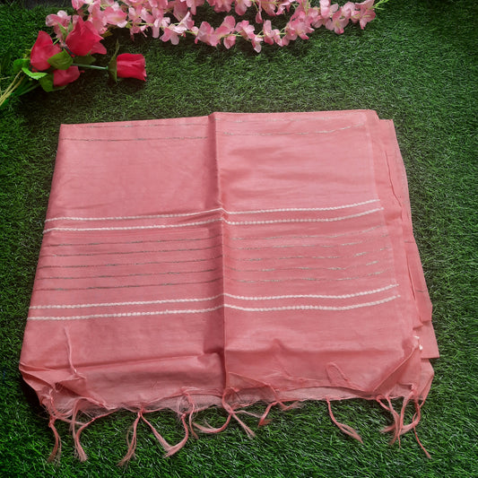 Lenin cotton saree - Peach