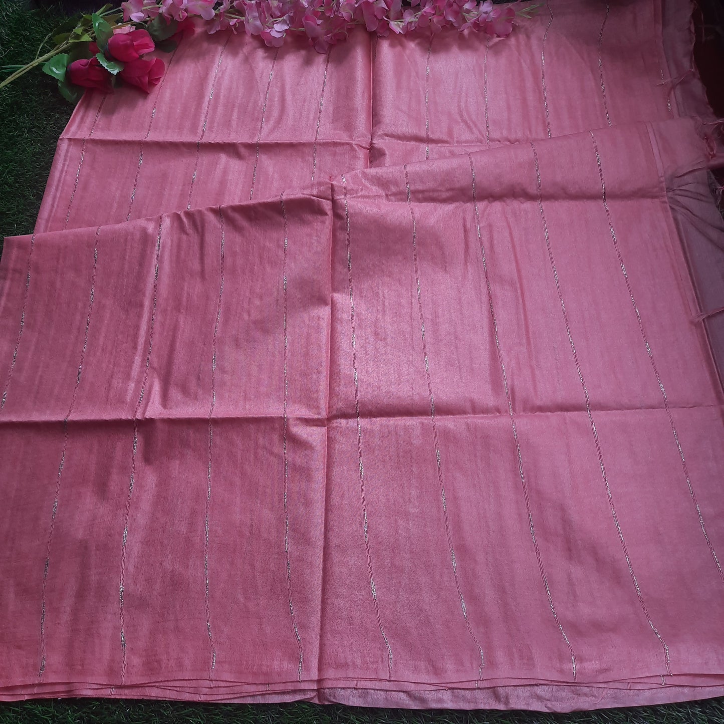 Lenin cotton saree - Peach