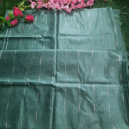 Lenin cotton saree - Olive green