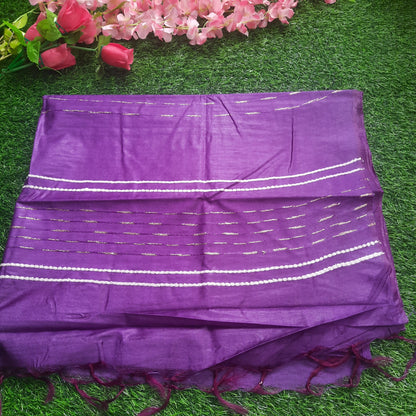 Lenin cotton saree - Purple