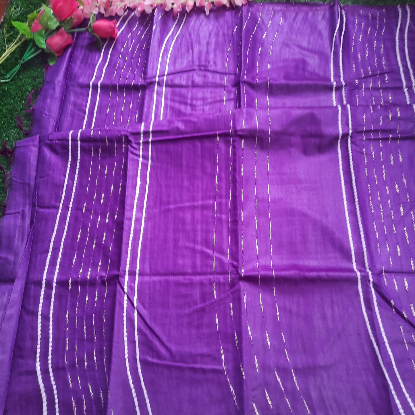 Lenin cotton saree - Purple