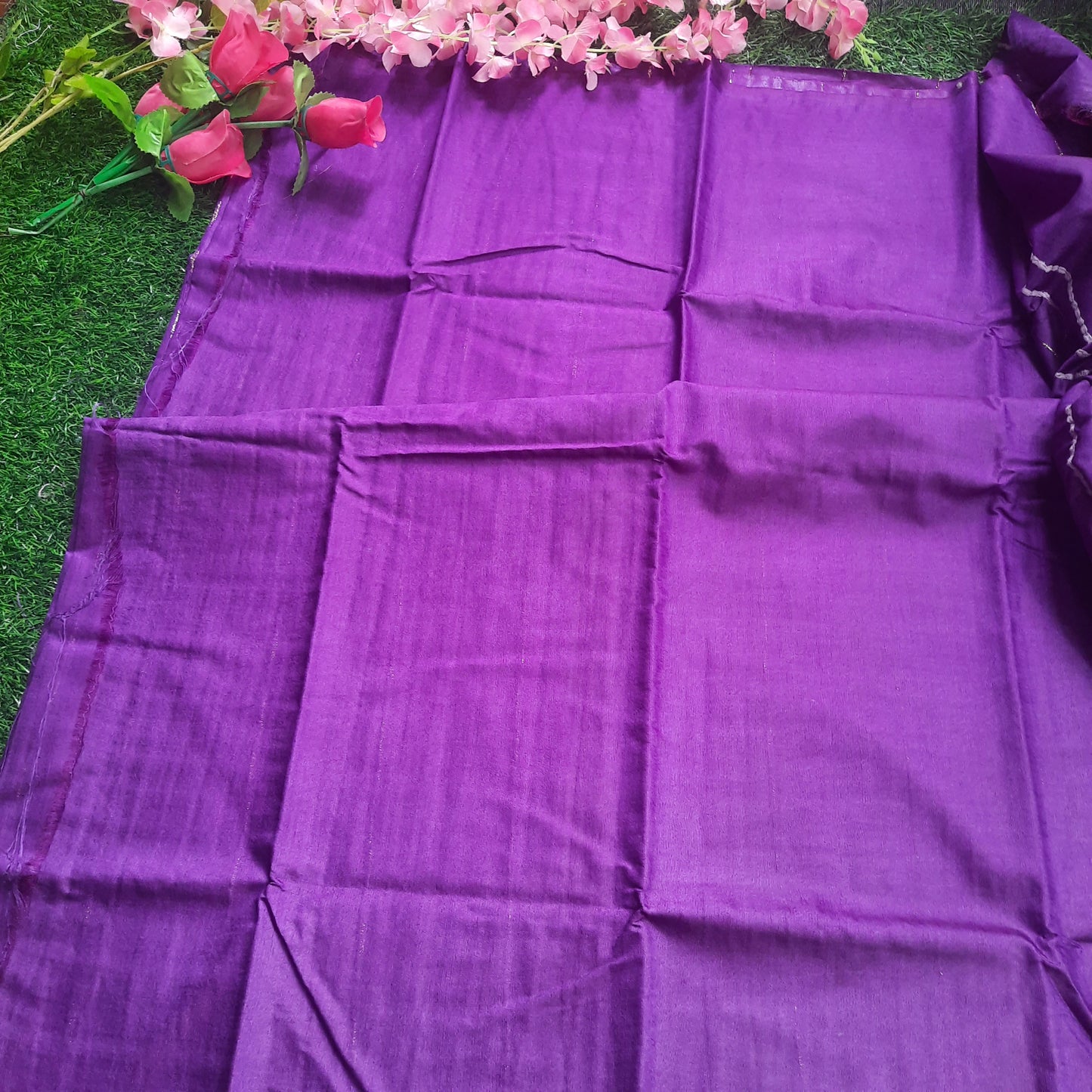 Lenin cotton saree - Purple