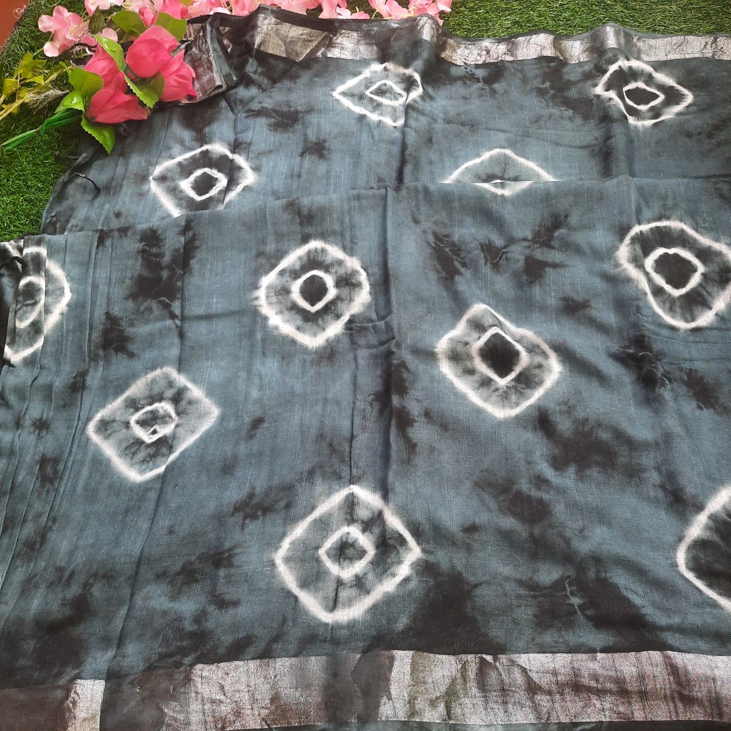 Lenin cotton saree - Gray