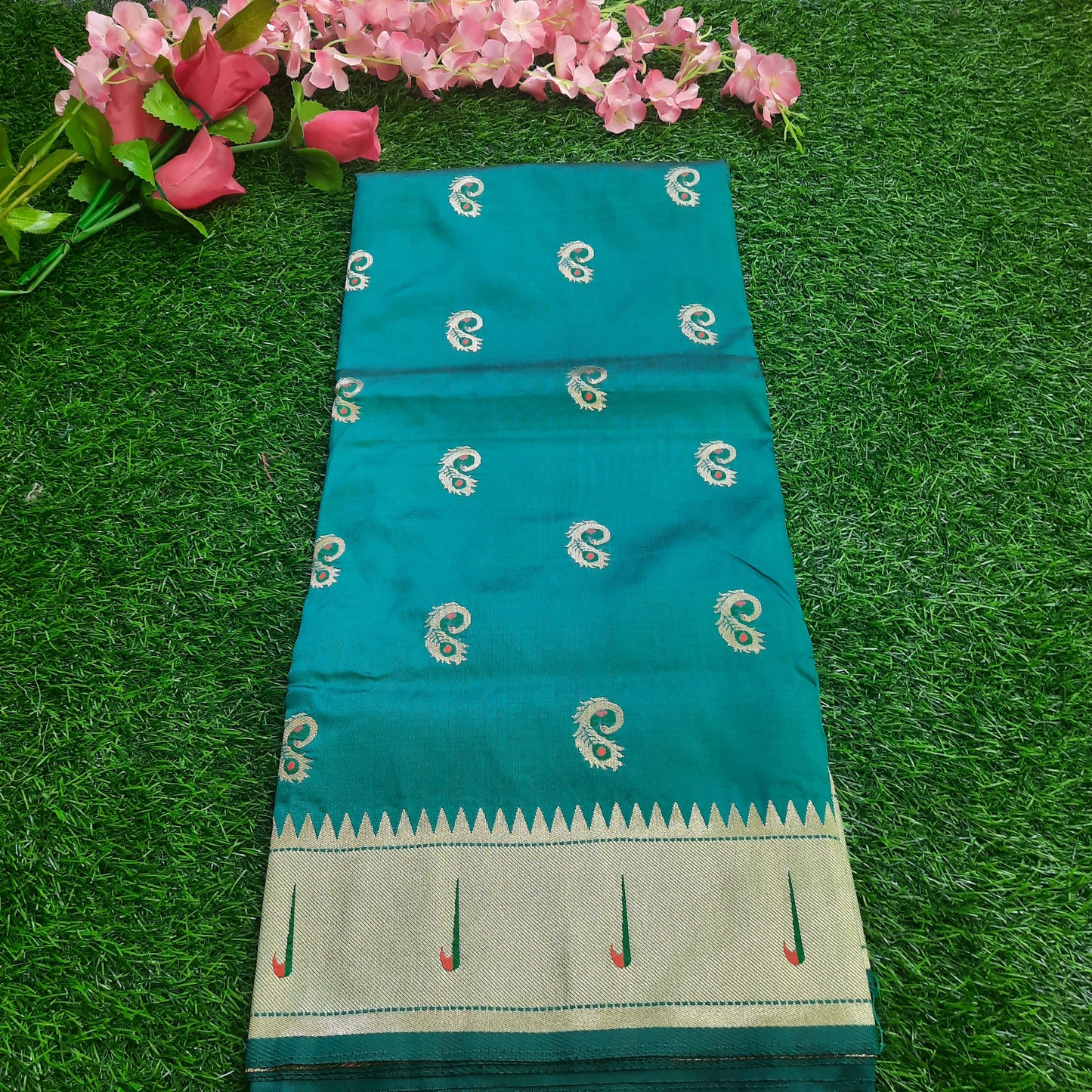 Artsilk pythani sarees - Teal