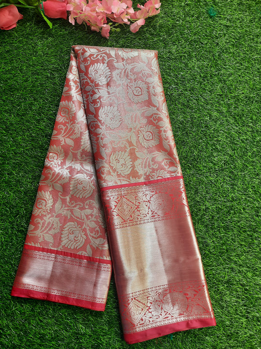 Semi silk Kanchi  sarees -Red