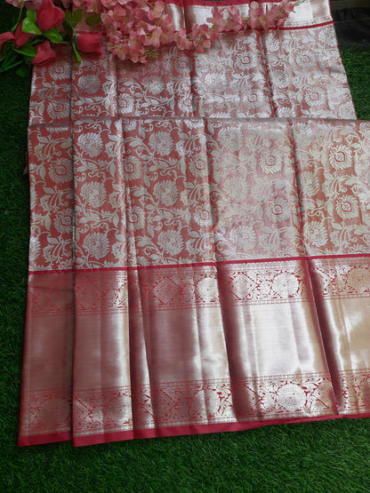 Semi silk Kanchi  sarees -Red