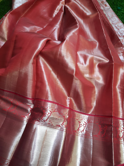 Semi silk Kanchi  sarees -Red