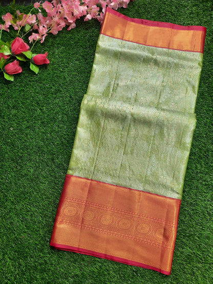 Semi silk Kanchi  sarees - Light Green and Pink