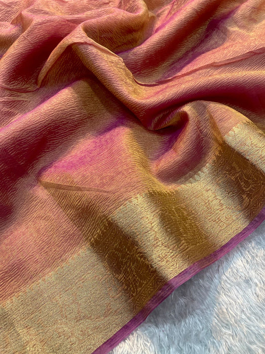 Banarasi art silk crush tissue -Majenta