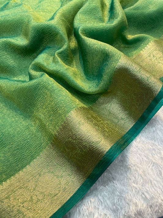 Banarasi art silk crush tissue - Green